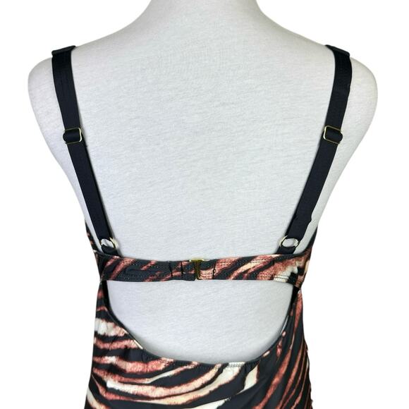 Antonio Melani NWT Tiger Animal Print Underwire Cut Out Tankini Swimsuit Top - Picture 4 of 13